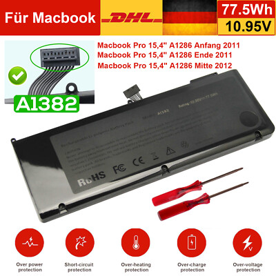 A1382 Akku Für Apple MacBook Pro 15'' A1286 Early / Late 2011 Mid 2012 77.5WH