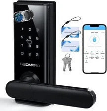 Front Door Lock App Keyless Entry 6-in-1 Bluetooth Fingerprint Handle Keypad