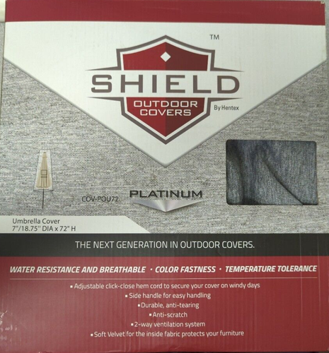 Hentex 7"/18.75"DIAx72"H Shield Platinum Outdoor Umbrella Cover Gray COV-POU72