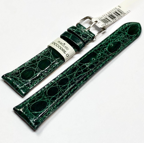 CINTURINO VERO COCCODRILLO BRASILE 20/16 VERDE ROLEX SEMI IMBOTTITO PER OROLOGIO - Picture 3 of 7