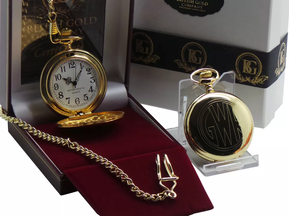 Great Western Railway Pocket Watch and chain Luxury Gift Case GWR 24k Coated