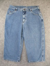 Lee Jeans Womens 14 Blue Denim Capri High Rise Retro Outdoors 31x18