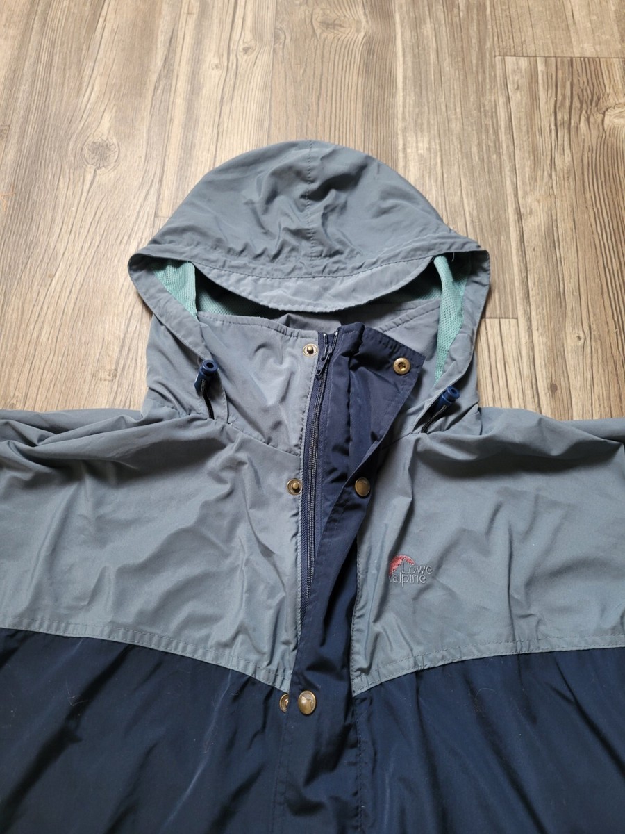 Lowe Alpine Womens Rain Coat Jacket Size M Gray Hooded Windbreaker