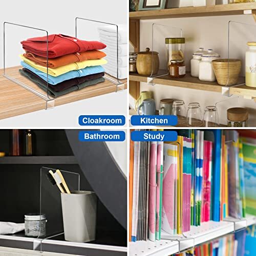 Clear Acrylic Shelf Dividers - 8 Pack Closet & Shelf Organizers, 9.3"H X 11"D