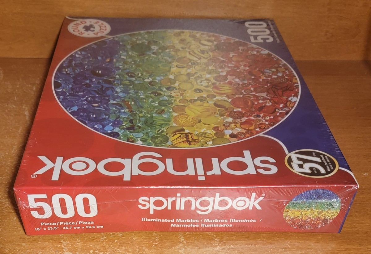 Springbok 500 Piece Round Puzzle - Illuminated Marbles Jigsaw Made In USA