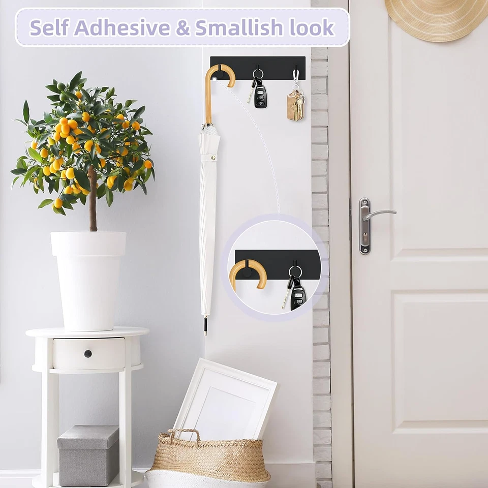 Porta llaves montaje en pared, pequeño colgador de llaves autoadhesivo palo de metal en porta llaves Co Foto 2 de 4