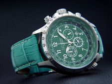 CAVADINI Herrenuhr Chronograph drehbarer Ring mintgrün CV-1606 Edelstahl Datum