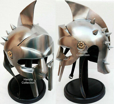Gladiator Movie Helmet Roman Arena Knight Maximus Armour Helmet with Wood Stand
