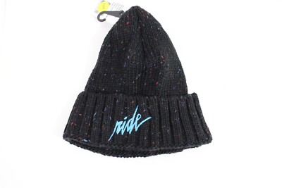 Ride Snowboard Women's Button Slouch Acrylic Beanie Black New