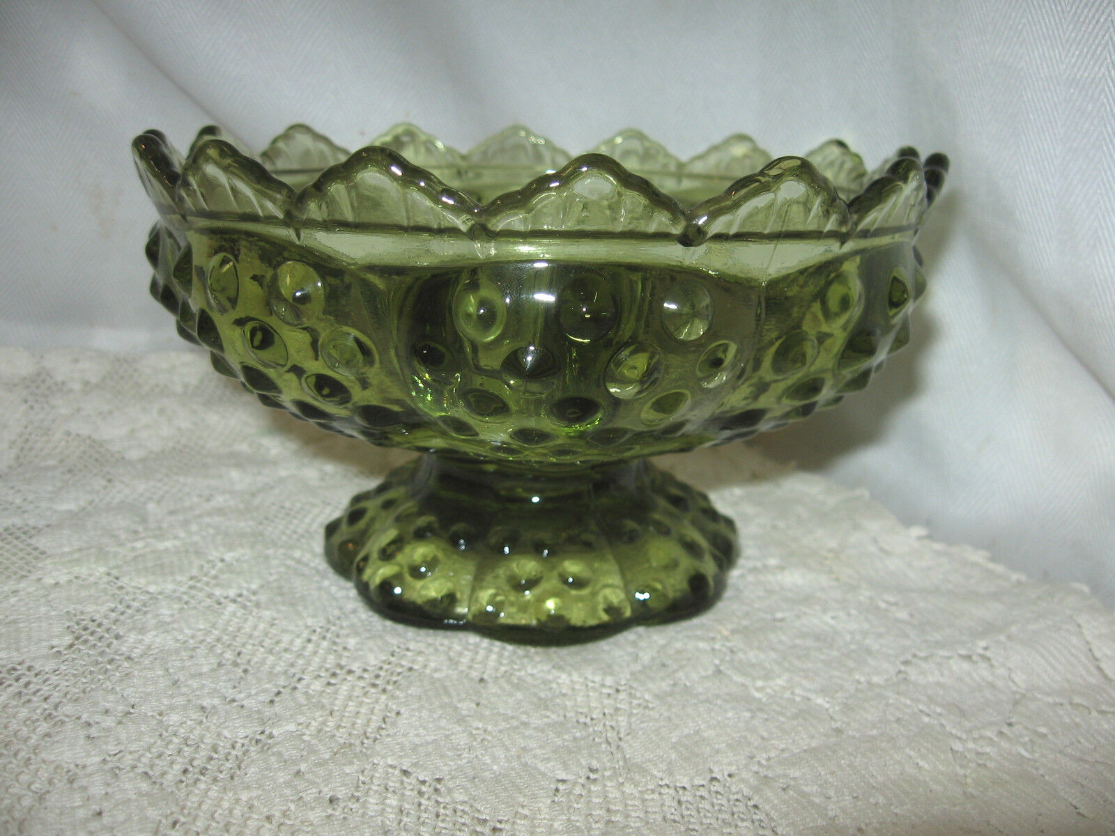 Vintage Fenton Green Glass Hobnail Candle Holder & Vase eBay