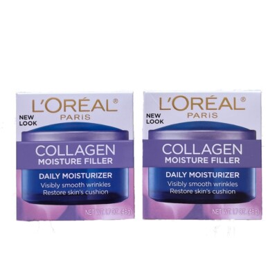 (2) L'Oreal Collagen Moisture Filler Restore Skin Smooth Winkles 1.7oz LOT