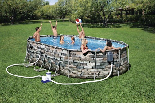 Bestway Piscina Fuori Terra Rigida Giardino Ovale 20241 litri Pompa filtro 56719 - Foto 9 di 10