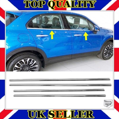Chrom Fenster untere Verkleidung 4 Stück S.STAHL für Fiat 500X 2014-up