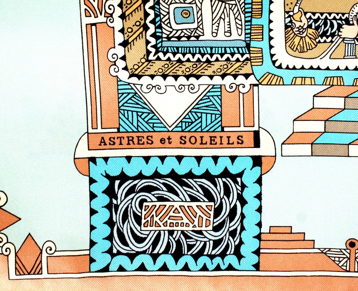 Hermes Scarf Astres et Soleils Marvelous in Box 1994 Vintage by