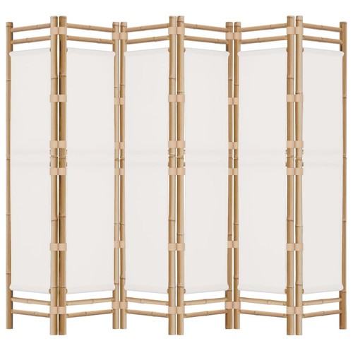 vidaXL Folding 6-Panel Room Divider 240 cm Bamboo and Canvas - Picture 5 of 9