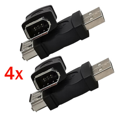 4X Firewire IEEE 1394 6-Pin Female F to USB M Male Adapter Converter Joiner Plug