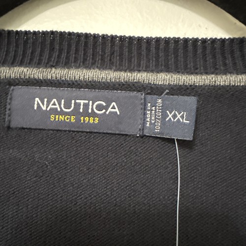 Nautica Luxus 100% Baumwolle Herren XXL V-Ausschnitt Strickpullover Pullover Navy 2XL Neu mit Etikett - Bild 4 von 6