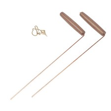 Natural Walnut Handle Dowsing Rod Kit with for 2 Copper Rods and Brass Pendulum