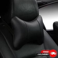 Black Leather Car Neck Headrest Pillow Auto Seat Neck Support Cushion