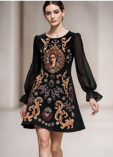 Women Dolce & Gabbana Dress Black Polyester 38 #3DRL