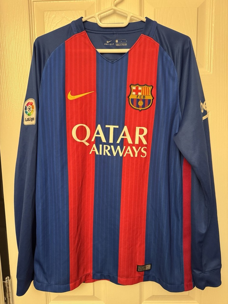 2016-17 Barcelona Home Jersey Andres Iniesta 8 Long Sleeve Nike Large La Liga  