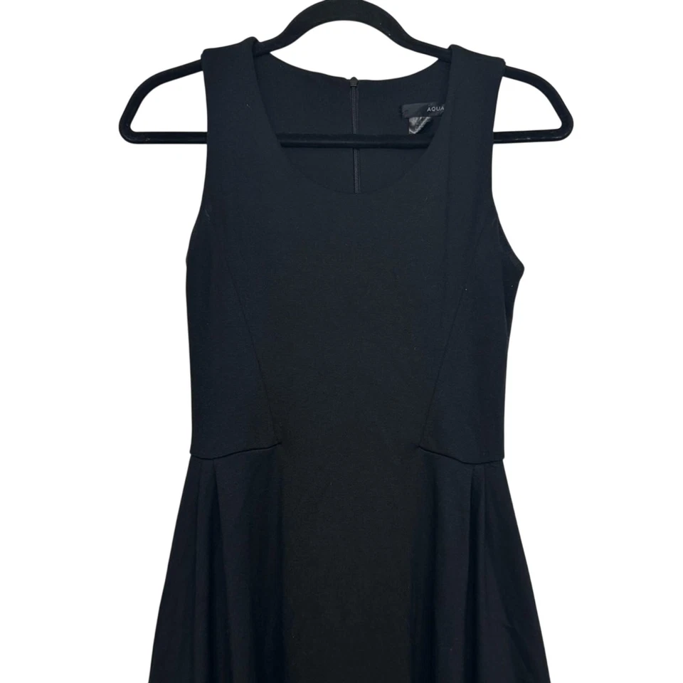 AQUA Black Fit & Flare Dress Sleeveless Scoop Neck Cocktail Party Womens Medium - Image 2 of 4