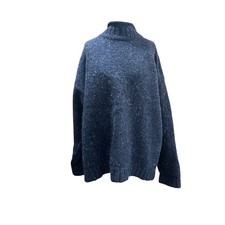 Vintage 90s Abercrombie Fitch 100 Shetland Wool Roll Neck Sweater Navy Speck