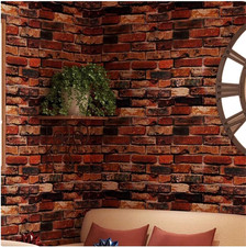 18" X 120" Brick Wallpaper Rust Red Peel and Stick Wallpaper Self Adhesive Firep
