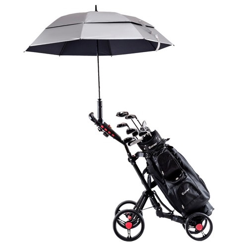 Folding 4 Wheel Golf Pull Push Cart Trolley Club Umbrella Scorecard Drink Holder - Picture 6 of 12