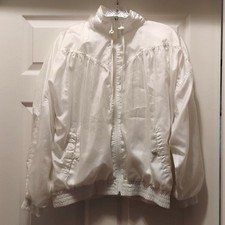Vintage Adidas Pearl White Retro 80s Track Jacket Windbreaker Size M