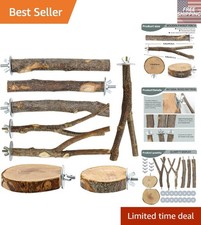 Enriching Natural Wood Bird Perches - Ideal for Lovebirds  Parakeets, 8 PCS