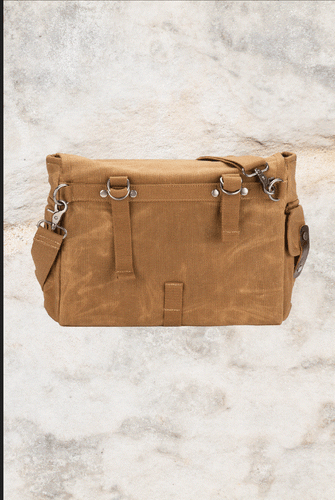 New Burke & Wills Kingsford Sturdy 16oz Waxed Canvas Messenger Bag Leather Trim - Foto 4 di 4