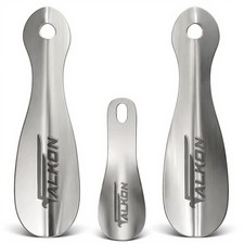 FALKON Set of 3 Metal Shoe Horns Two 7.5" Long One 4" Travel Shoe Horns f...