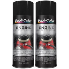 Duplicolor DE1635 (2-Pack), Engine Enamel Paint, Semi-Gloss Black, 12 oz Aerosol