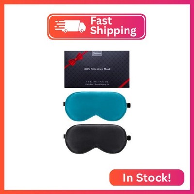 BeeVines 100% Real Mulberry Silk 2 Pack Sleep Mask, Pure Silk Eye Masks with Adj
