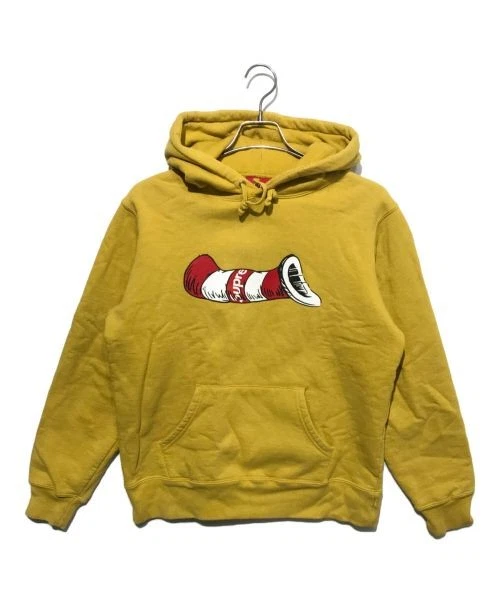 Sweat à capuche Supreme Cat in The Hat jaune personnage design logo mode homme