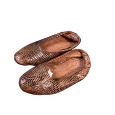 Antique Childs Snake Print Shoes Flats Victorian Doll French German Bisque