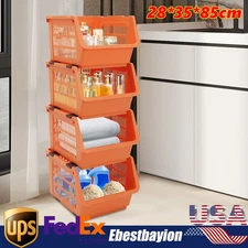 4PCS Stackable Storage Baskets Each 8.7 in H Organizer Basket Stacking Storage