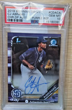 2019 Bowman Chrome 1st Auto CJ Abrams /250 Purple Refractor #CDACA PSA 10