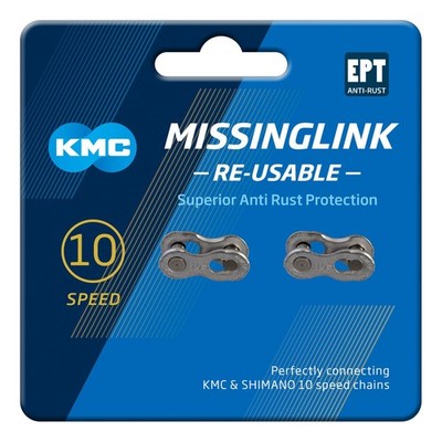 KMC Unisex's 10 Speed EPT MissingLink Joining Link, Dark 2 pairs, Silver 