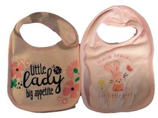 Two Cute Carter's Pink Baby Girl Bibs Cotton Polyester