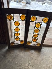 Sg5254 2 Available Price Each Antique Rondell Stained Glass Window 10 X 19.5