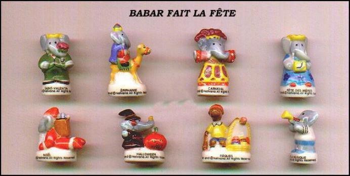 BABAR ELEFANT 2003 seltenes Set 10 Figuren Miniaturen 3cm Porzellan FEVES Frankreich 6390₽