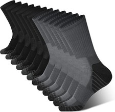 Mens Bamboo Crew Socks Athletic Running Sports Cushioned Moisture Wicking 6 Pack