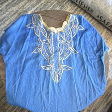 Cute Collections Blue Cotton Jacquard Dashiki dress One Size