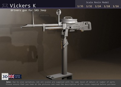 Vickers K Single, passend für SAS Jeep - 1/35, 1/32, 1/24, 1/18, 1/16 Resinmodell