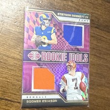 2023 Panini Illusions, Stetson Bennett, Boomer Esiason, Rookie Idols, Dual Patch