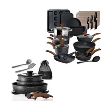 Kitchen Academy 30Pcs Bakeware & Cookware Set + 10Pcs Rv Pots and Pans Set wi...