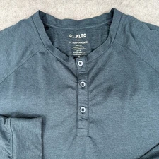 01. Algo Henley T-Shirt Men's XL Blue Performance Wicking Long Sleeve UPF
