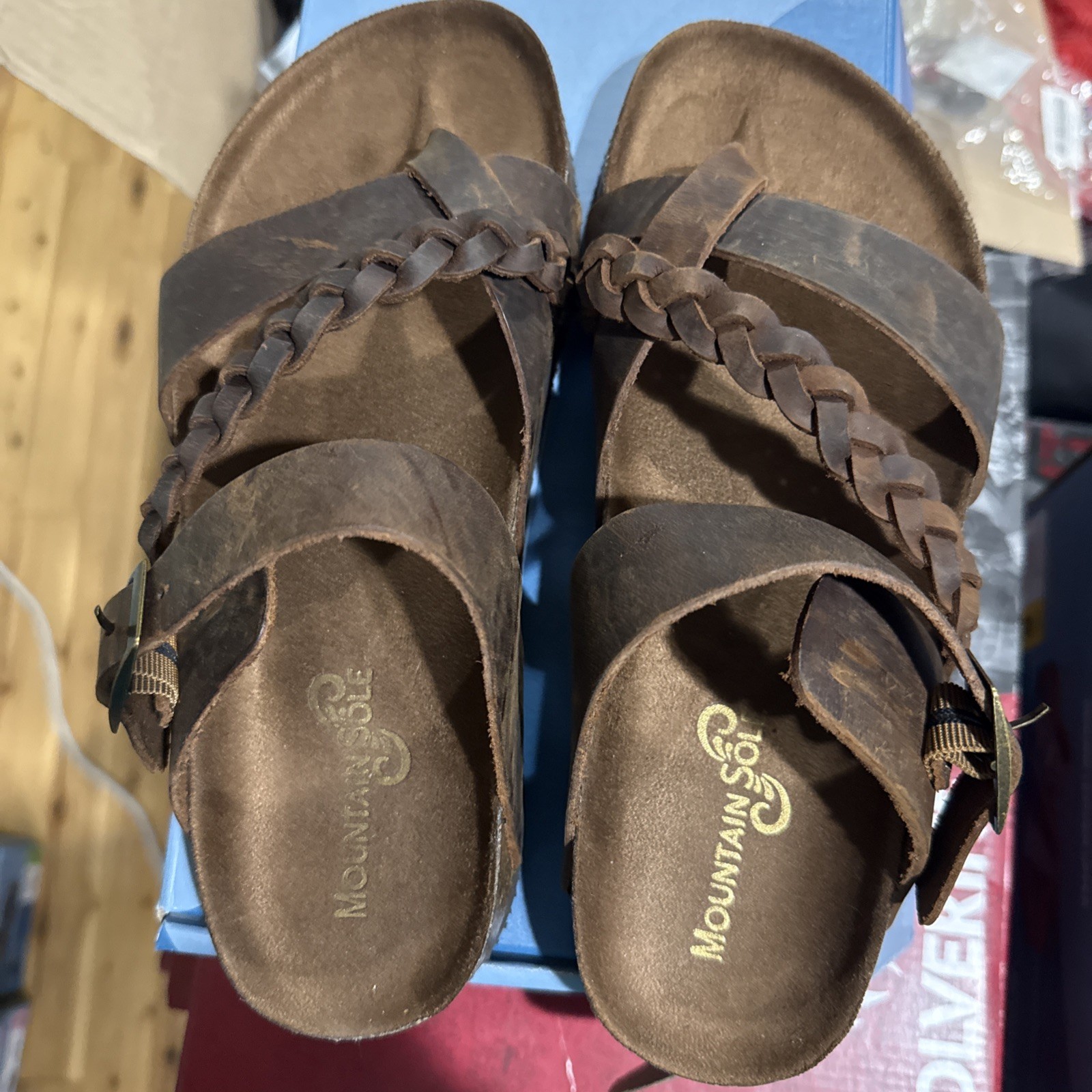 Mountain Sole Women's Brown Leather Footbed Sandals Size 8 NIB NWT